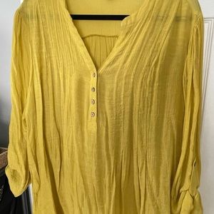 Size 2X Blouse in lemon lime green